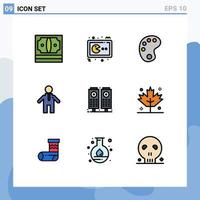 paquete de iconos de vector de stock de 9 signos y símbolos de línea para altavoz música gamepad personas pintan elementos de diseño de vector editables