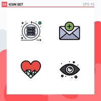 Mobile Interface Filledline Flat Color Set of 4 Pictograms of agile love sprint chat chocolate Editable Vector Design Elements