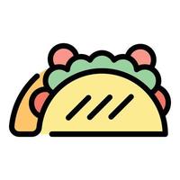 Fast food taco icon color outline vector