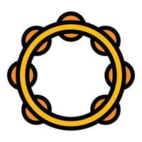 Wooden tambourine icon color outline vector