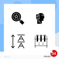 Modern Pack of 4 Icons Solid Glyph Symbols isolated on White Backgound for Website designing Creative Black Icon vector background