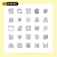 25 Universal Line Signs Symbols of protection connected wallet smart city building Editable Vector Design Elements