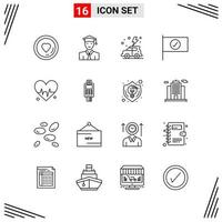 16 Icons Line Style Grid Based Creative Outline Symbols for Website Design Simple Line Icon Signs Isolated on White Background 16 Icon Set Creative Black Icon vector background