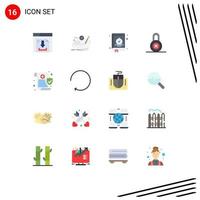 Set of 16 Modern UI Icons Symbols Signs for data protection role private camping Editable Pack of Creative Vector Design Elements