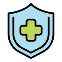 Shield health care icon color outline vector