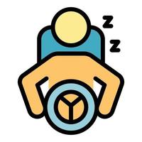 Careless driver sleep icon color outline vector