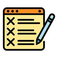 Web to do list icon color outline vector