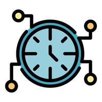 Digital alarm clock icon color outline vector