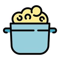 Pot mashed potatoes icon color outline vector