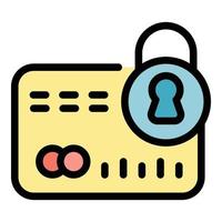 Card lock icon color outline vector