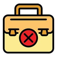 Broken briefcase icon color outline vector