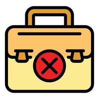 Broken briefcase icon color outline vector