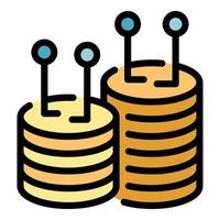 Blockchain server rack icon color outline vector