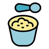 Spoon mashed potatoes icon color outline vector