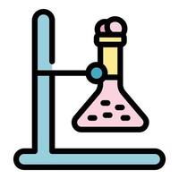 Scientist flask stand icon color outline vector