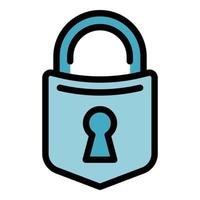 Lock security icon color outline vector