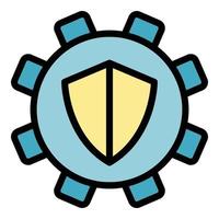 Secured gear interface icon color outline vector