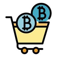 Cart cryptocurrency icon color outline vector