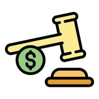 Judge gavel icon color outline vector