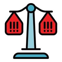 Judge balance icon color outline vector