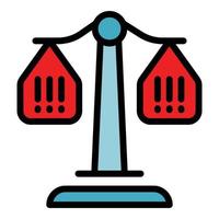 Judge balance icon color outline vector