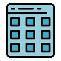 Calendar interface icon color outline vector