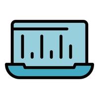 Laptop interface icon color outline vector