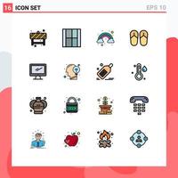 Set of 16 Modern UI Icons Symbols Signs for device computer layout sandal beach Editable Creative Vector Design Elements