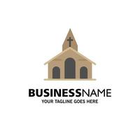Building Christmas Church Spring Business Logo Template Flat Color vector