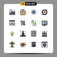 Universal Icon Symbols Group of 16 Modern Flat Color Filled Lines of eat resturant earth video music Editable Creative Vector Design Elements