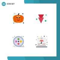 4 concepto de icono plano para sitios web móviles y aplicaciones artes faciales avatar caja completa elementos de diseño vectorial editables vector