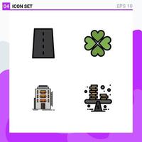 4 Universal Filledline Flat Colors Set for Web and Mobile Applications driveway gift path love city Editable Vector Design Elements