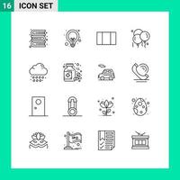 Pictogram Set of 16 Simple Outlines of weather drop layout cloud father Editable Vector Design Elements