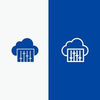 Cloud Connection Music Audio Line and Glyph Solid icon Blue banner vector