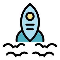 Rocket start icon color outline vector