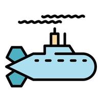 vector de contorno de color de icono de submarino rápido