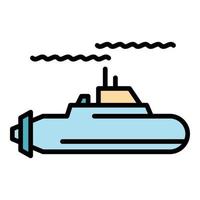 Ocean submarine icon color outline vector