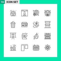 Universal Icon Symbols Group of 16 Modern Outlines of thanksgiving pumpkin loading autumn money Editable Vector Design Elements