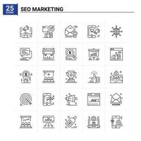 Fondo de vector de conjunto de iconos de marketing de 25 seo