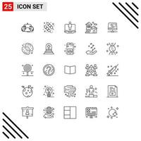 Modern Set of 25 Lines and symbols such as handset real estate laptop building home Editable Vector Design Elements