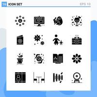 Modern 16 solid style icons Glyph Symbols for general use Creative Solid Icon Sign Isolated on White Background 16 Icons Pack Creative Black Icon vector background