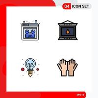 Universal Icon Symbols Group of 4 Modern Filledline Flat Colors of error creativity repair lantern light Editable Vector Design Elements