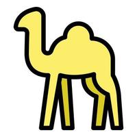 vector de contorno de color de icono de camello de viaje
