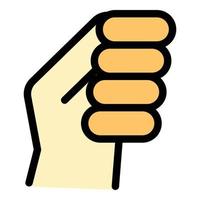 Hand gesture fist icon color outline vector