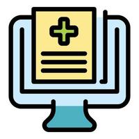 Online health file icon color outline vector