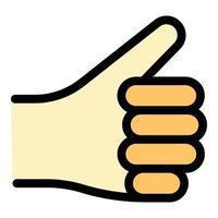 Hand gesture thumb up icon color outline vector