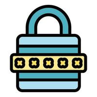 Block cipher icon color outline vector