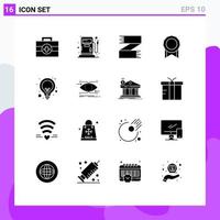 User Interface Pack of 16 Basic Solid Glyphs of seo idea clothes shop bulb license Editable Vector Design Elements