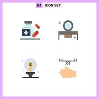 4 concepto de icono plano para sitios web móviles y aplicaciones negocios médicos salón de belleza espejo mesa baja que invierte elementos de diseño vectorial editables vector