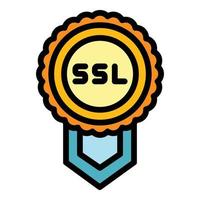 Ssl confirmation icon color outline vector